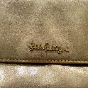 Lilly Pulitzer gold clutch purse